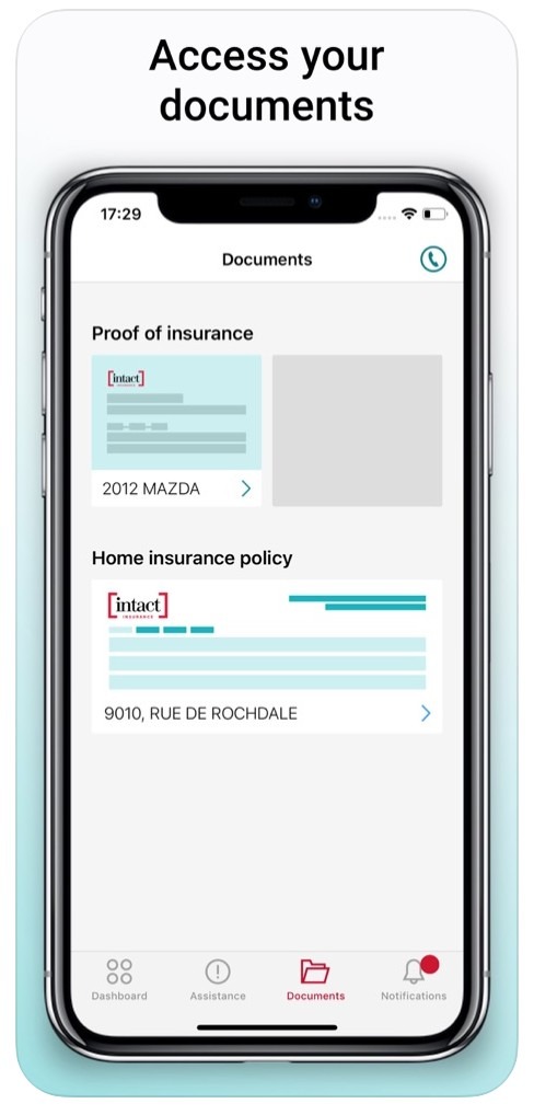 Intact Insurance app screen on a phone