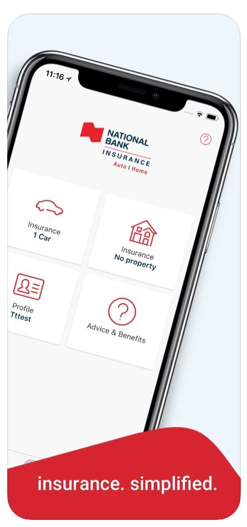National Bank Insurance app screen on a phone