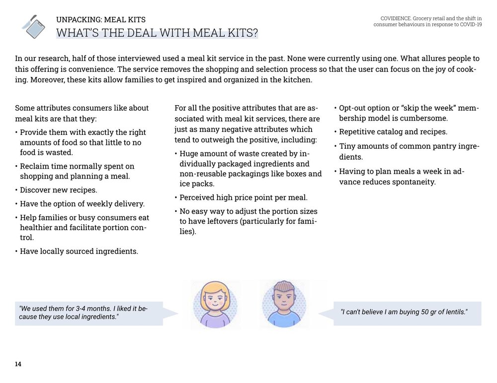 Study page: What's the Deal With Meal Kits, weighing what consumers liked and disliked