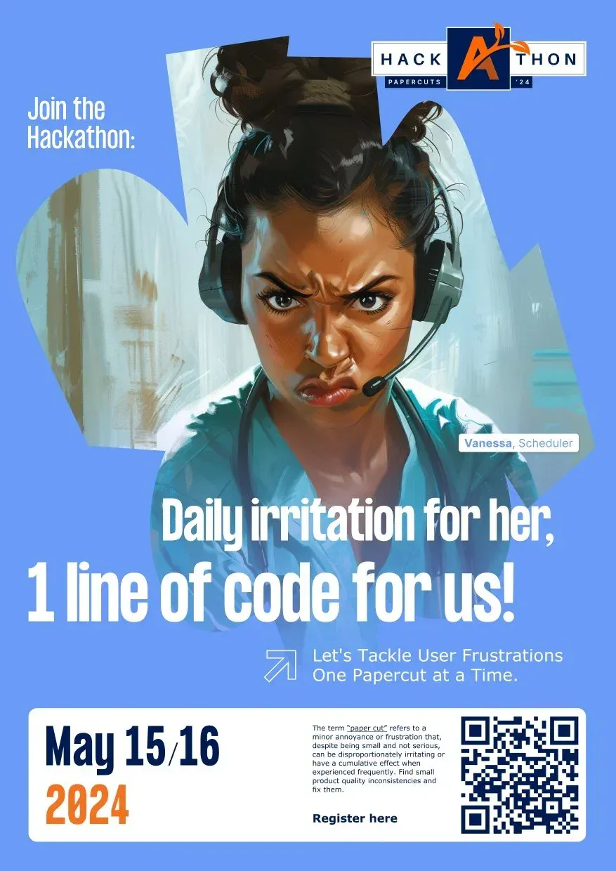 Papercuts Hackathon poster, Vanessa version