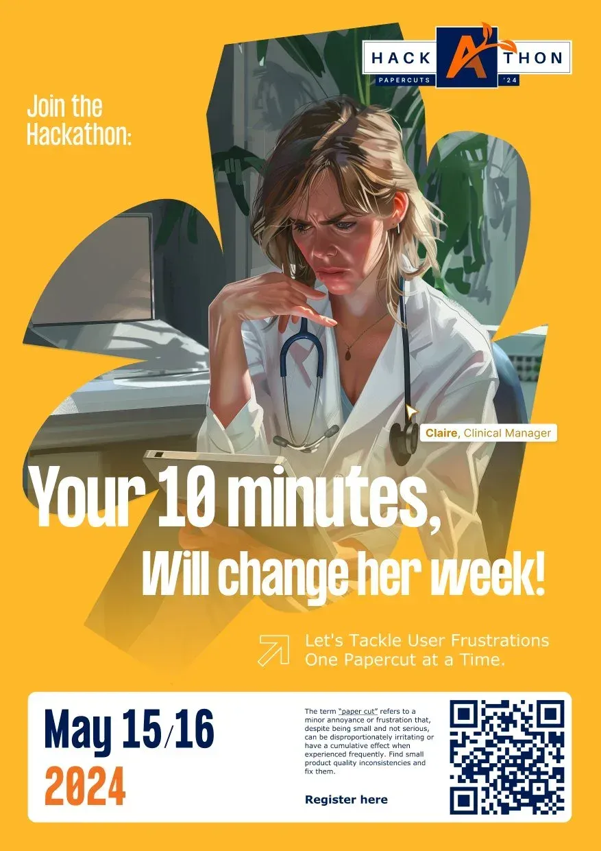 Papercuts Hackathon poster, Claire version