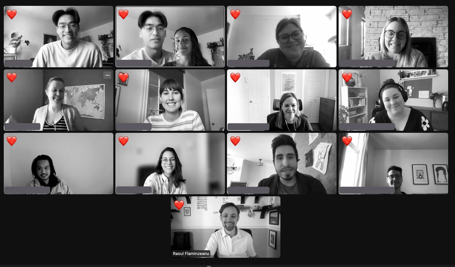 Coveo design team on a video call grid