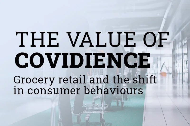 The Value of Covidience white paper cover graphic, grocery retail photo