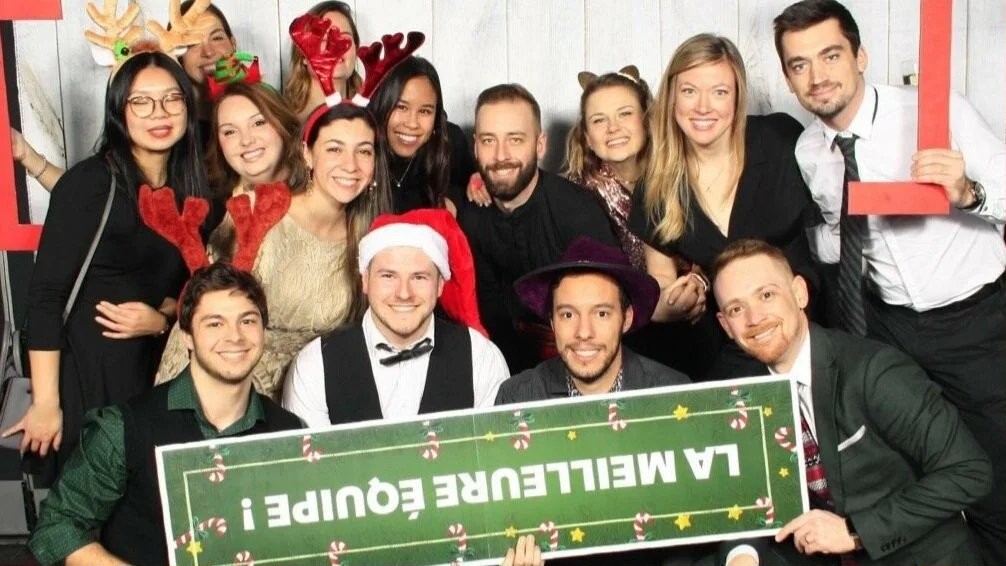 The mobile engineering team at a holiday gathering