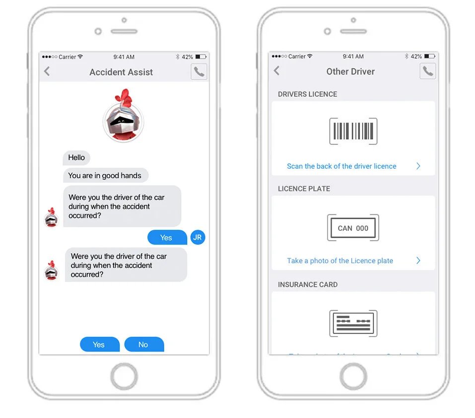 Wireframe of the Accident Assist mobile experience
