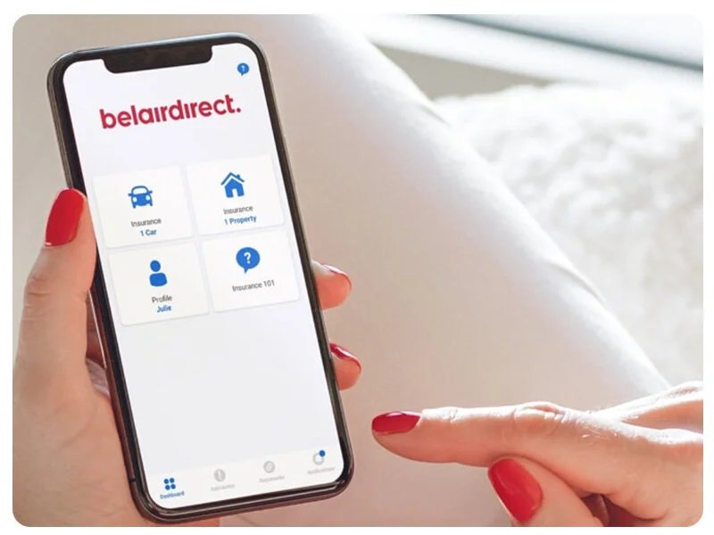 Wireframe of the Belairdirect mobile app